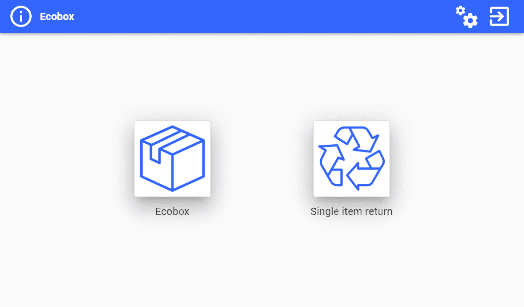Ecobox application - Consumable return and control screen Ecobox configuration screen Withdrawal and order